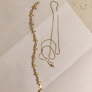 Angel bracelet and thin gold bracelet